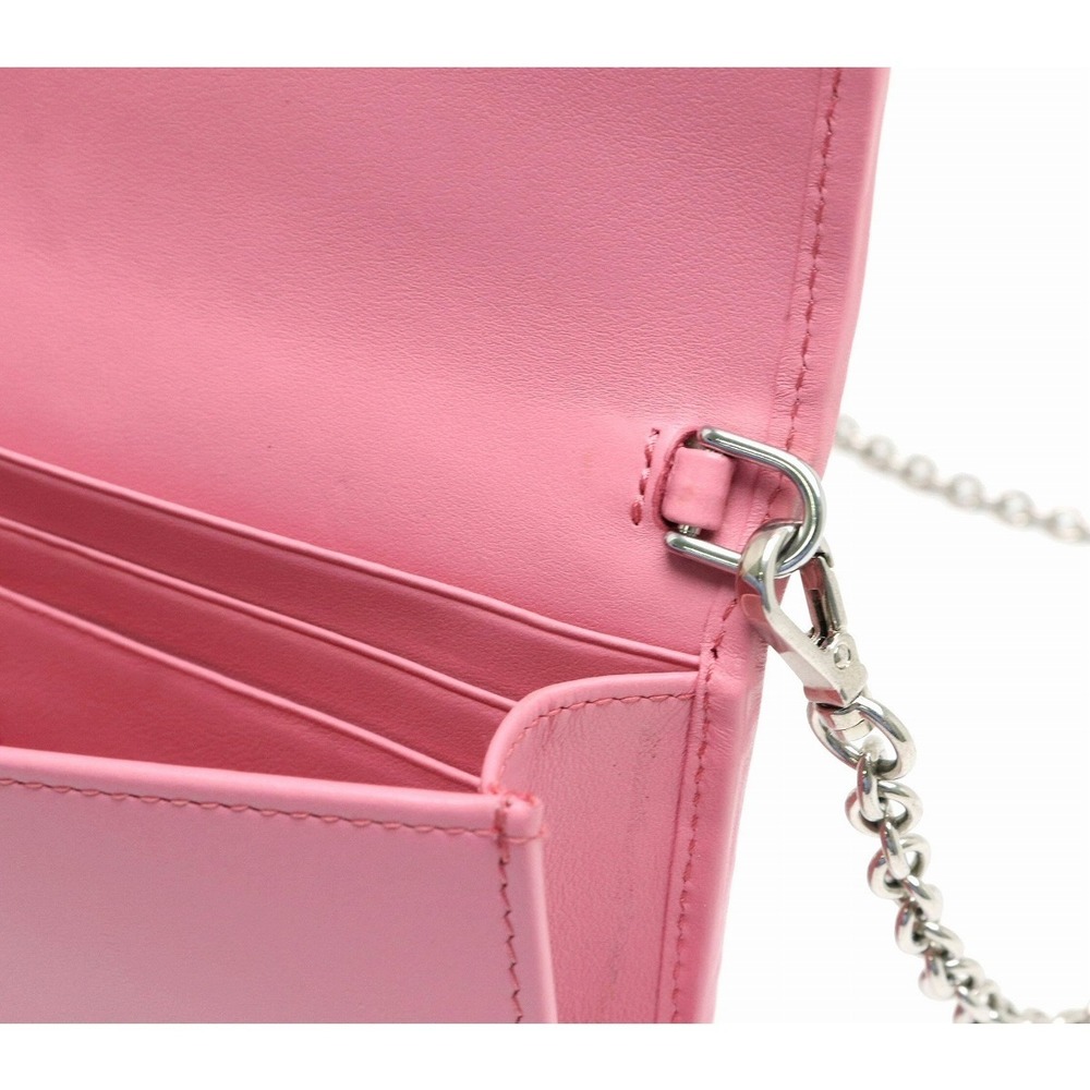 Prada Chain Wallet 2way Soft Calf Leather Pink - image 7